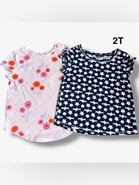 Girls Floral & Navy Daisy Tee Set - Pink and Navy size 2T